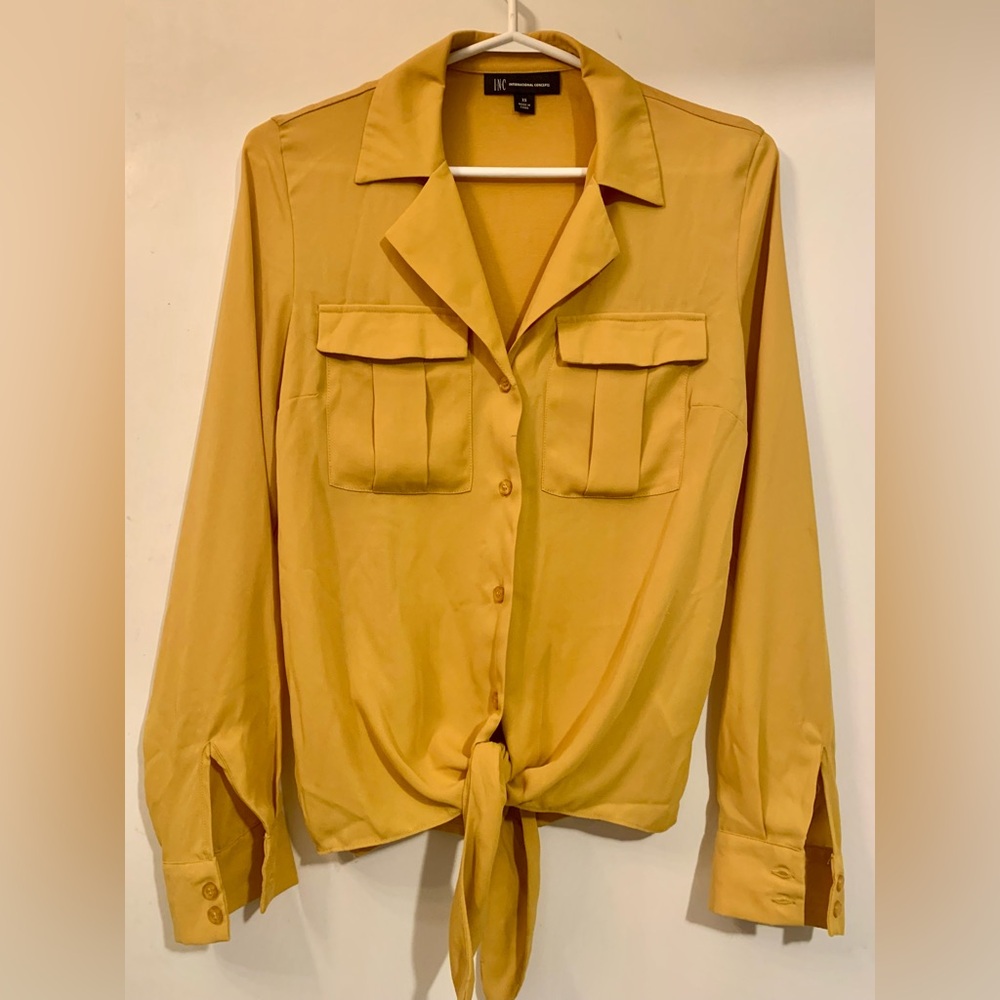 INC International Concepts Golden Button-up Blouse